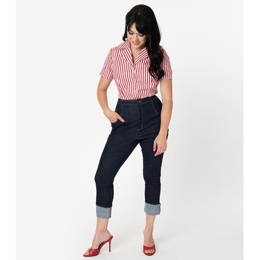 NWT Rockabilly XS & S Retro Cropped Jeans- "I Love Lucy" by Unique Vintage - Picture 10 of 13